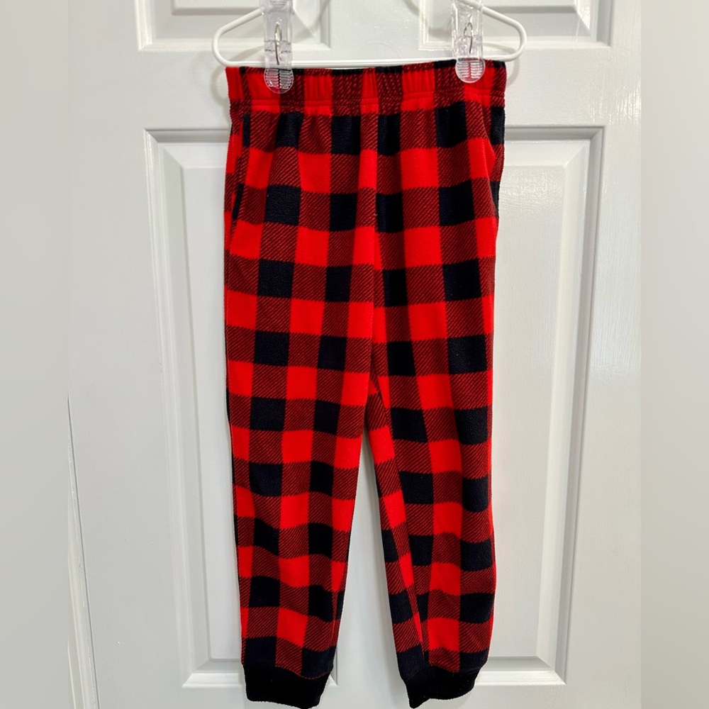 Old Navy Red and Black Buffalo Plaid Kids Pajama Bottoms, Cozy Fleece
